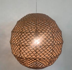 Pendente Quarto Crescente Maraú Aramado com Trama de Crochê Artesanal Ø500mm LC-03