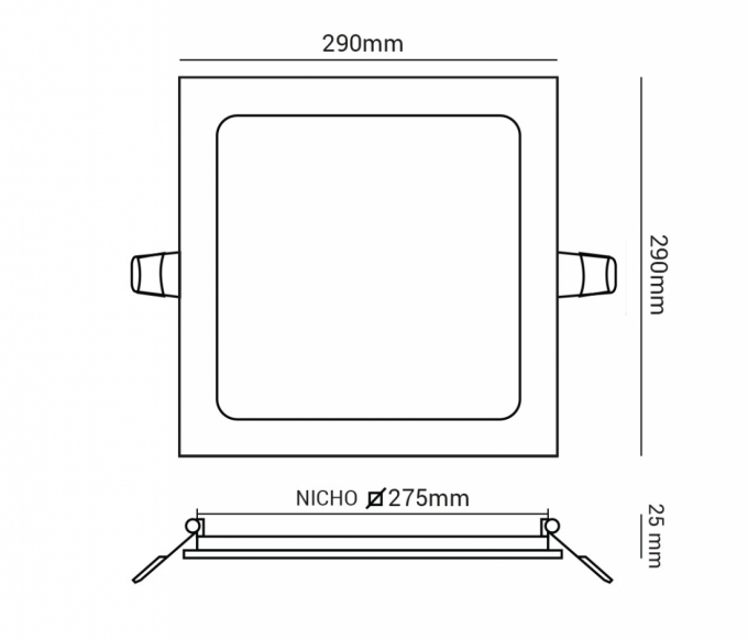 Painel Embutir Opus LED 24 watts 3000K 280x280mm OPS 32535