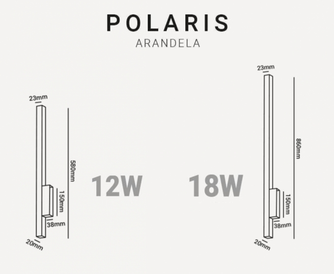 Arandela Opus LED Polaris 18 Watts 3000K 860mm Dourado OPS 80686