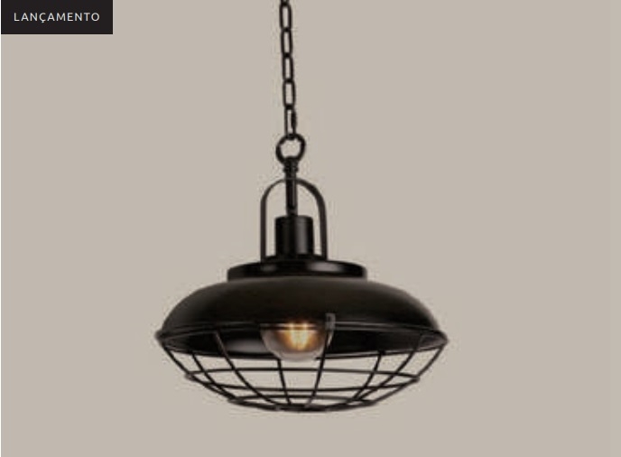 Pendente LUZ DE CASA Industrial Maju 1L E27 Ø310mm Preto