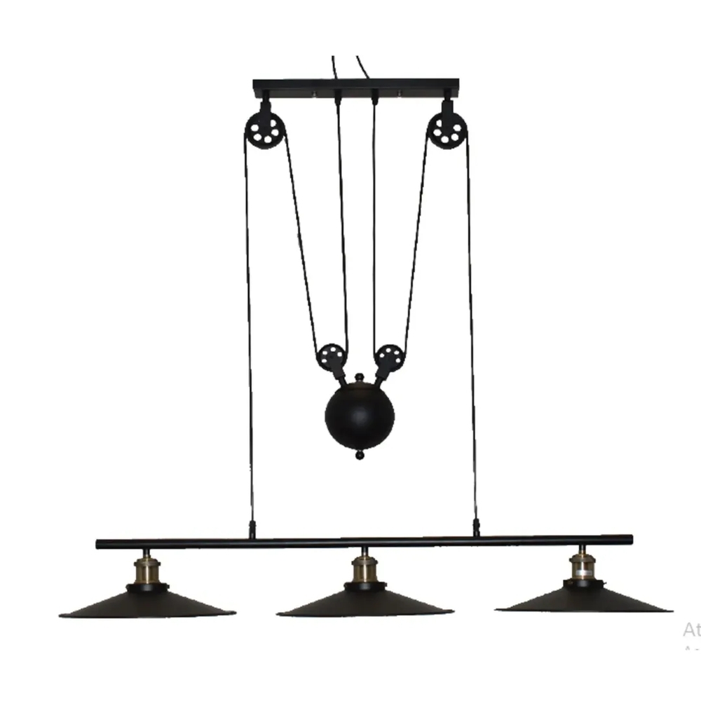 Pendente LUZ DE CASA Trio com Peso e Roldana 3L E27 1050mm Preto