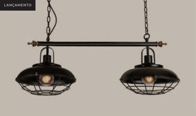 Pendente LUZ DE CASA Industrial Maju 2L E27 730mm Preto