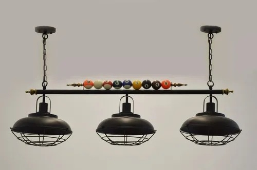 Pendente LUZ DE CASA Bilhar e Sinuca 3L E27 1200mm Preto