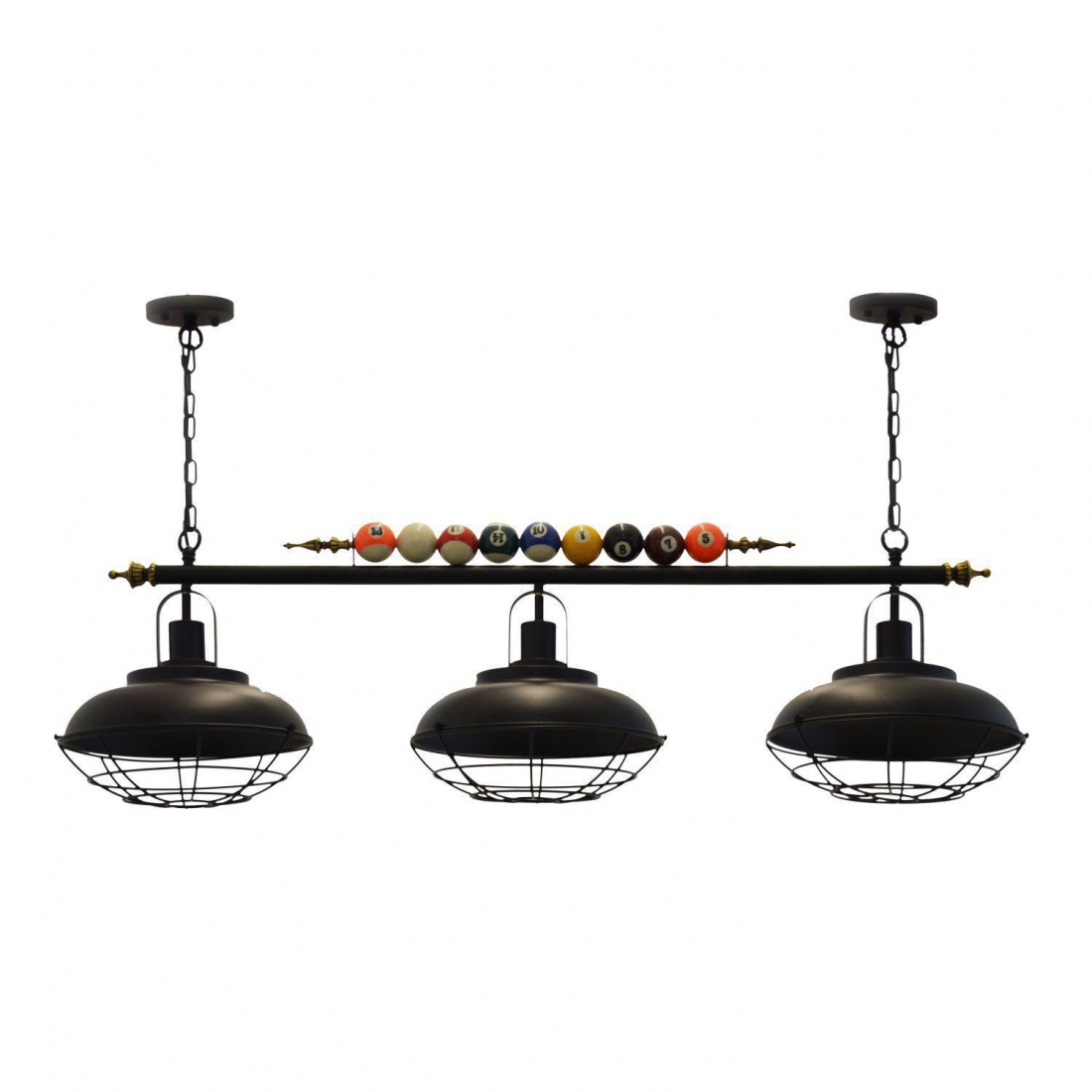 Pendente LUZ DE CASA Bilhar e Sinuca 3L E27 1200mm Preto