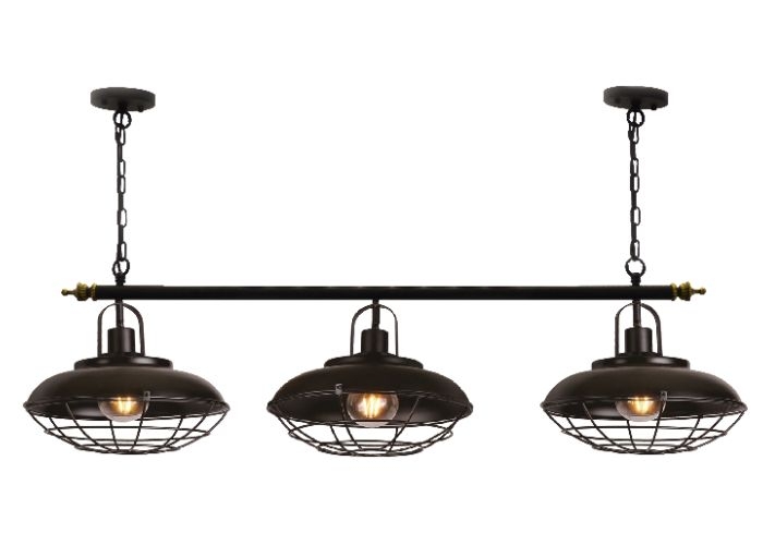 Pendente LUZ DE CASA Industrial Maju 3L E27 1200mm Preto