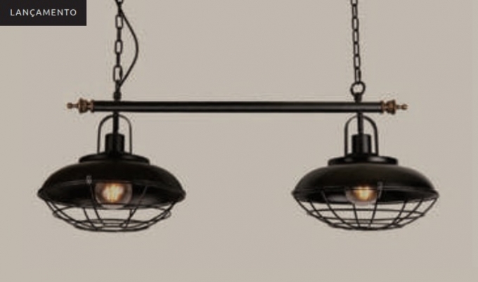 Pendente LUZ DE CASA Industrial Maju 2L E27 730mm Preto