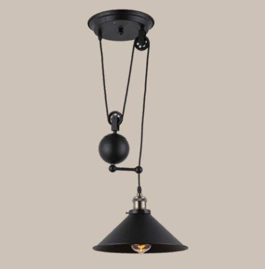 Pendente LUZ DE CASA com Peso e Roldana 1L E27 Ø350mm Preto