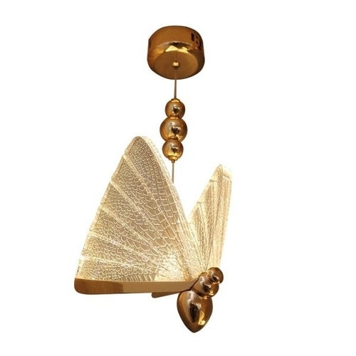 Pendente Sindora Borboleta Metal Dourado e Acrílico 6 watts 3000K Ø220x220mm QD05101