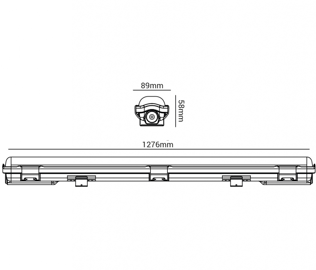 Calha Hermética Opus 2L Tubular 1200mm Policarbonato IP65 1276mm OPS 30005