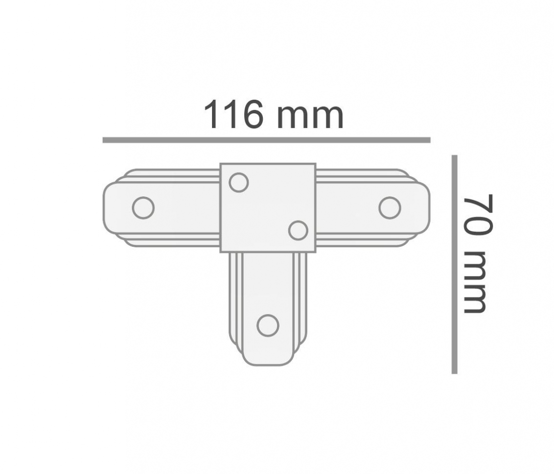 Conector T Opus Preto para Trilho Sobrepor 116x70x15mm OPS 35451