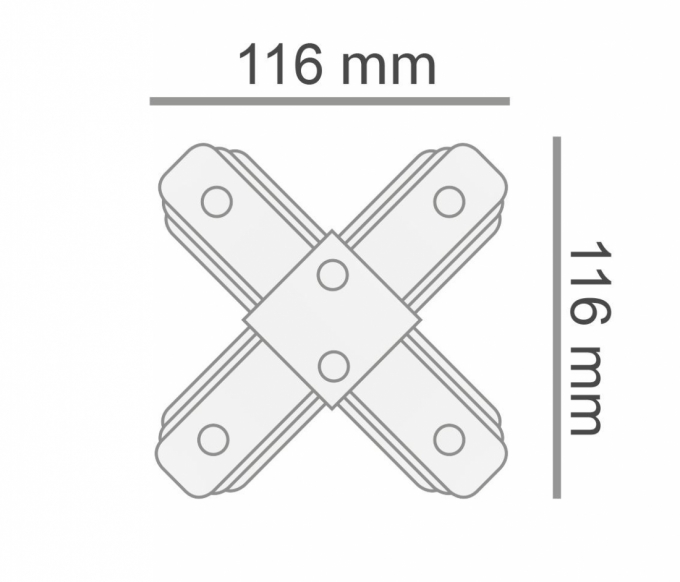 Conector X Opus Preto para Trilho Sobrepor 116x116x15mm OPS 35475