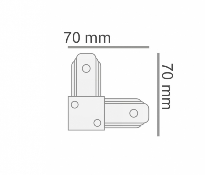 Conector L Opus Preto para Trilho Sobrepor 70x70x15mm OPS 35437