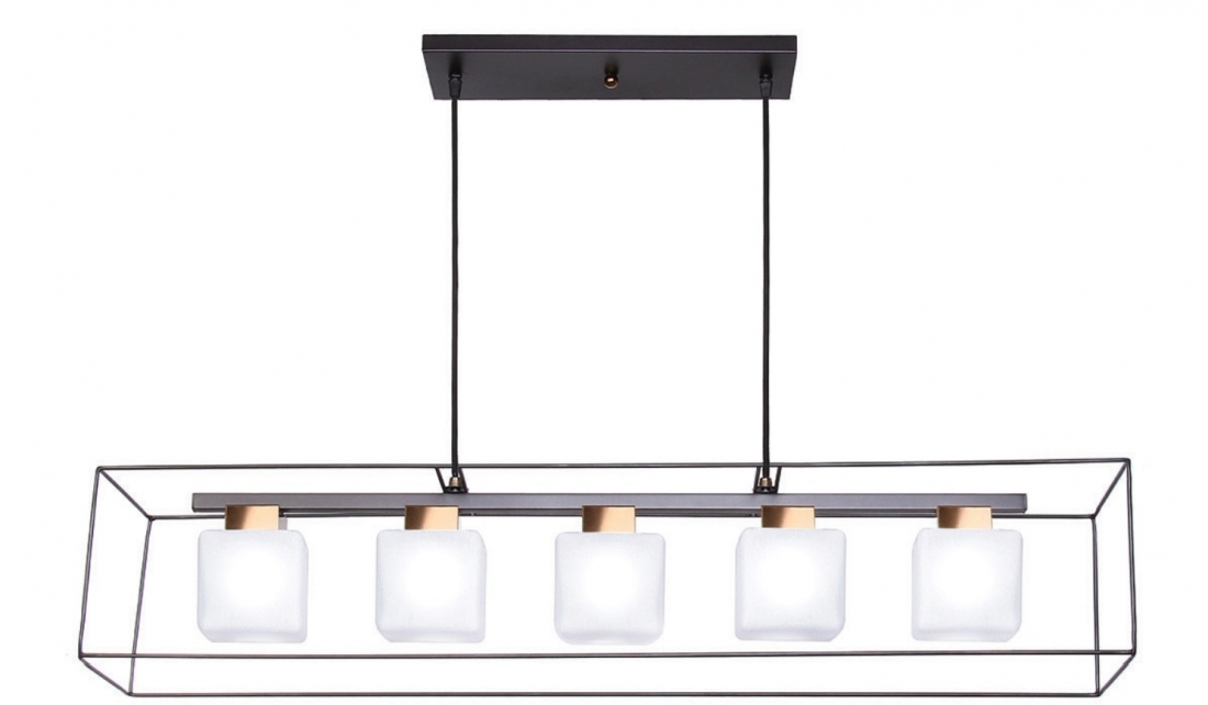 Pendente Old Artisan Vidro Quadrado e Armação de Metal 5L G9 960x180x180mm PD-5497 