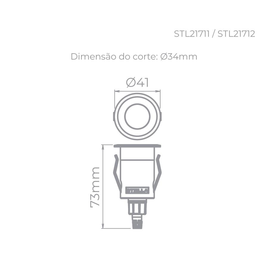 Balizador Solo Stella Way UP Recuado 1 Watt 3000K IP67 Bivolt Grade Antiofuscante Ø41x73mm Alumínio STL21712PTO/30