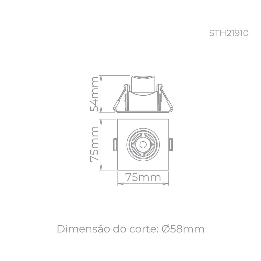 Spot Embutir Stella Easy MR11 EVO Recuado 3 Watts 3000K 75x75mm Branco STH21910BR/30 