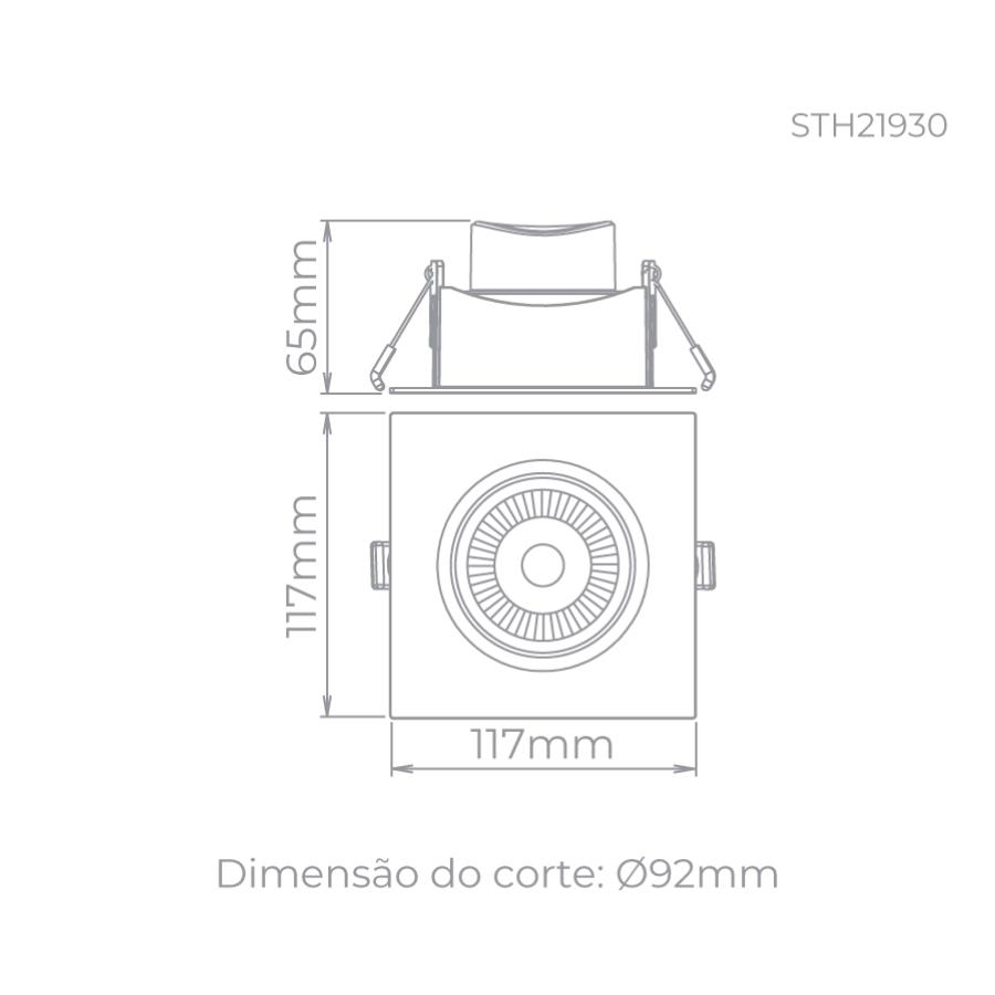 Spot Embutir Stella Easy PAR20 EVO Recuado 7 Watts 4000K 117x117mm Branco STH21930BR/40 