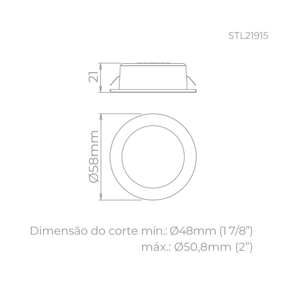 Spot de Embutir para Móveis Stella Móbili 2,5 Watts 3000K Ø58x21mm Preto STL21915PTO/30