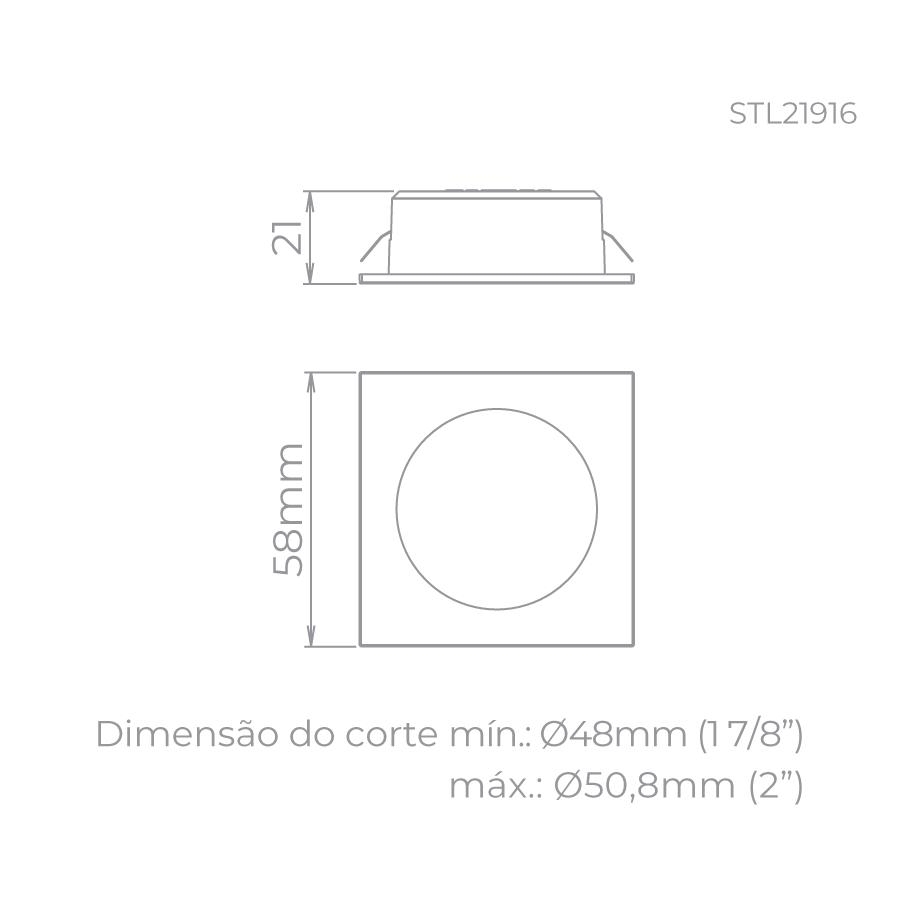 Spot de Embutir para Móveis Stella Móbili 2,5 Watts 3000K 58x58x21mm Preto STL21916PTO/30