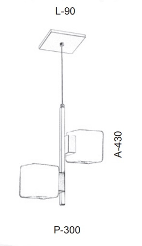 Pendente Old Artisan Double com Vidro Quadrado 2L G9 90x430x300mm PD-5501 
