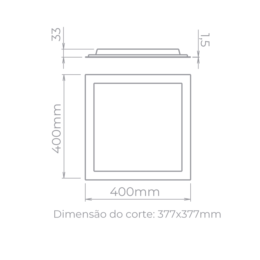 Painel Embutido Stella EVO Blacklight IRC90 30 Watts 4000K Branco 400x400mm STH20957/40