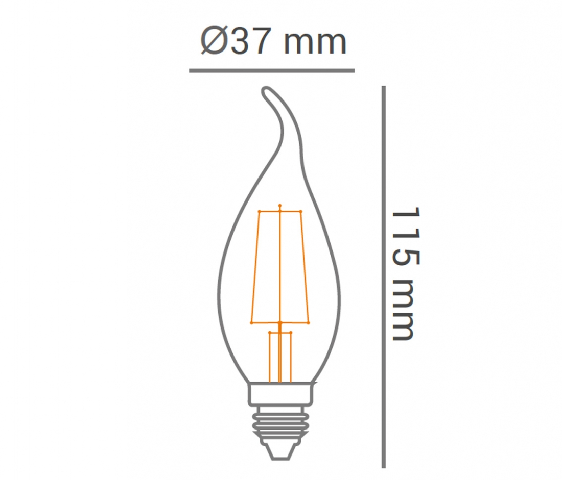 Lâmpada Opus Vela Chama Filamento E14 Vintage Bivolt 2 watts 2200K Ø35x115mm OPS 33327