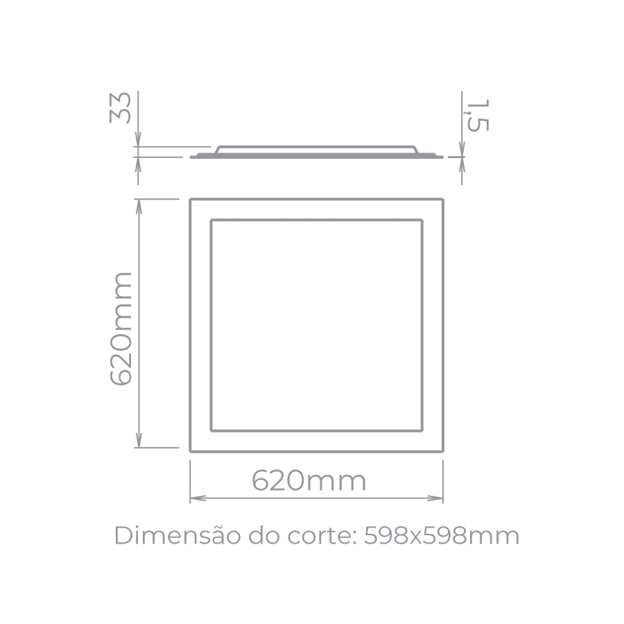 Painel Embutido Stella EVO Blacklight IRC90 40 Watts 4000K Branco 620x620mm STH20958/40