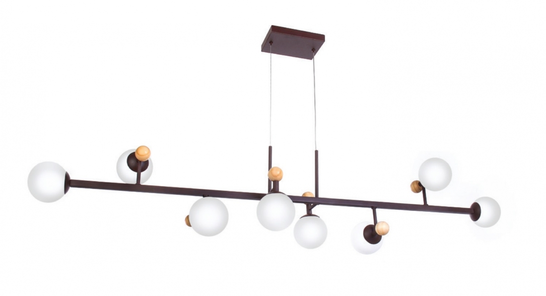 Pendente Old Artisan Jabuticaba com Esferas de Madeira 8L G9 1400mm PD-5507 