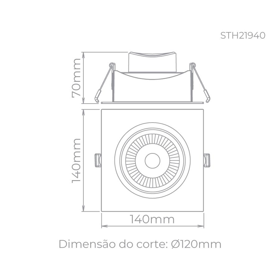 Spot Embutir Stella Easy PAR30 EVO Recuado 12 Watts 4000K 140x140mm Branco STH21940BR/40 