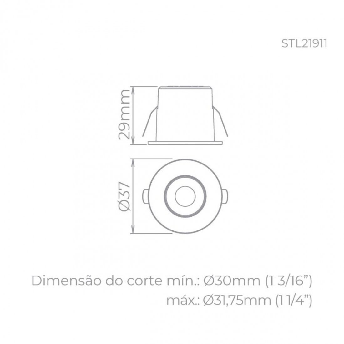Spot de Embutir para Móveis Stella Mini Móbili 1,5 Watts 3000K Ø37x29mm Branco STL21911BR/30