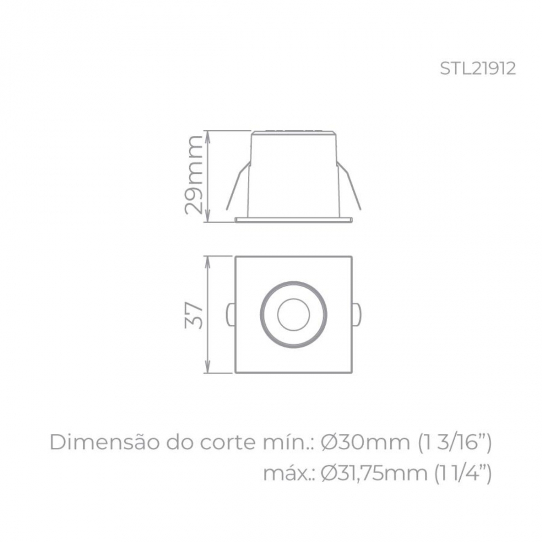 Spot de Embutir para Móveis Stella Mini Móbili 1,5 Watts 3000K 37x37x29mm Branco STL21912BR/30