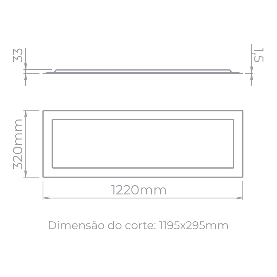 Painel Embutido Stella EVO Blacklight IRC90 40 Watts 4000K Branco 1220x320mm STH20959/40