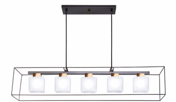 Pendente Old Artisan Vidro Quadrado e Armação de Metal 5L G9 960x180x180mm PD-5497 