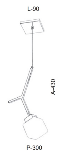 Pendente Old Artisan Angular com Vidro Quadrado 1L G9 430mm PD-5502 