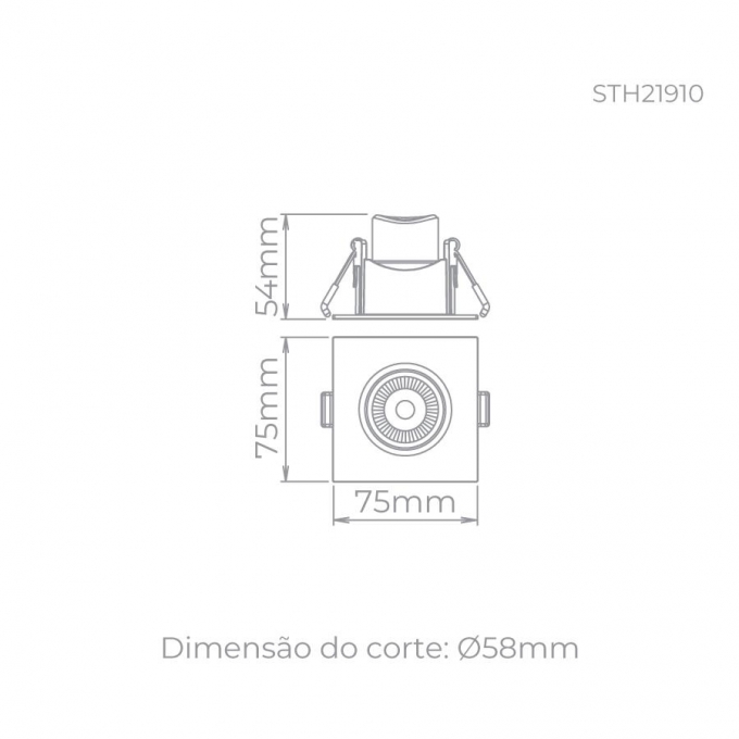 Spot Embutir Stella Easy MR11 EVO Recuado 3 Watts 3000K 75x75mm Preto STH21910PTO/30 