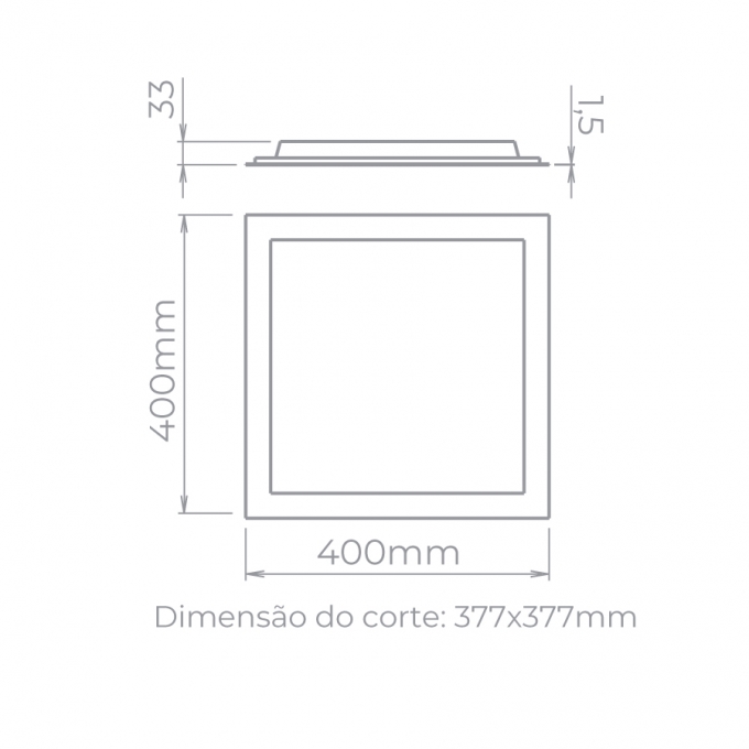 Painel Embutido Stella EVO Blacklight IRC90 30 Watts 4000K Branco 400x400mm STH20957/40