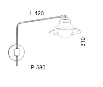 Arandela Old Artisan Articulada 1L G9 Globo Ø120mm 120x580x320mm AR-5446 