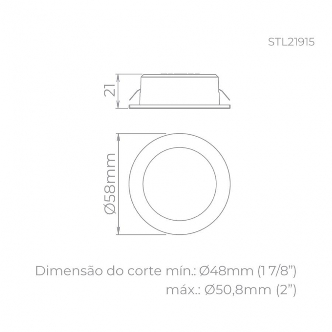 Spot de Embutir para Móveis Stella Móbili 2,5 Watts 3000K Ø58x21mm Branco STL21915BR/30