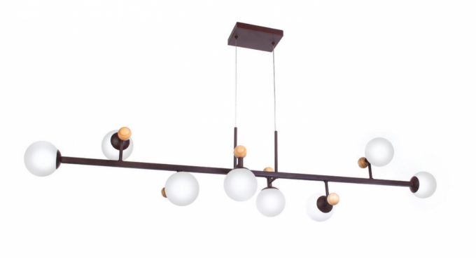 Pendente Old Artisan Jabuticaba com Esferas de Madeira 8L G9 1400mm PD-5507 
