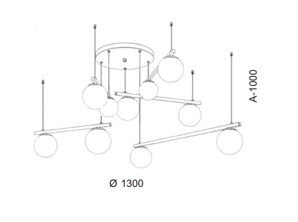 Pendente Old Artisan 10L G9 Globos Ø100mm Altura Regulável  Ø1300mm PD-5529 