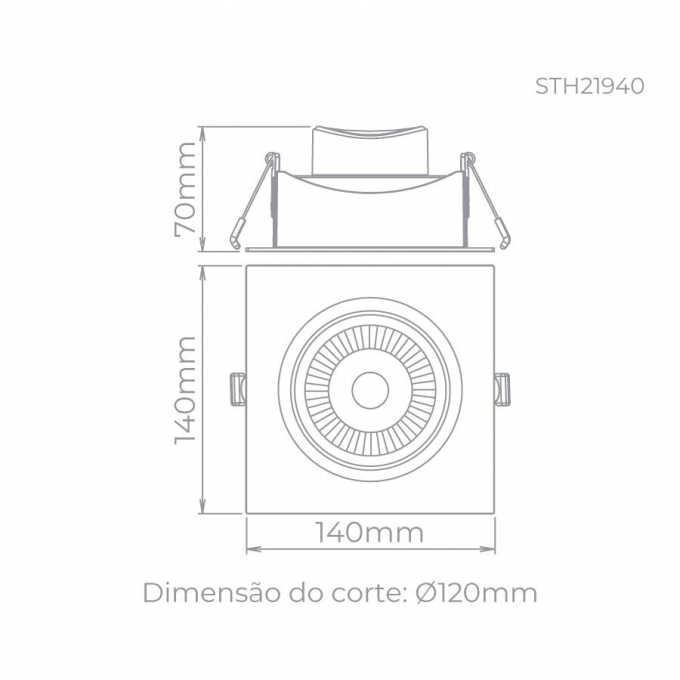 Spot Embutir Stella Easy PAR30 EVO Recuado 12 Watts 4000K 140x140mm Branco STH21940BR/40 