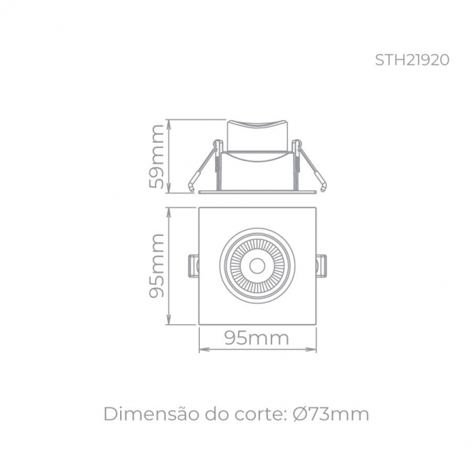 Spot Embutir Stella Easy MR16 EVO Recuado 4,5 Watts 3000K 95x95mm Preto STH21920PTO/30 