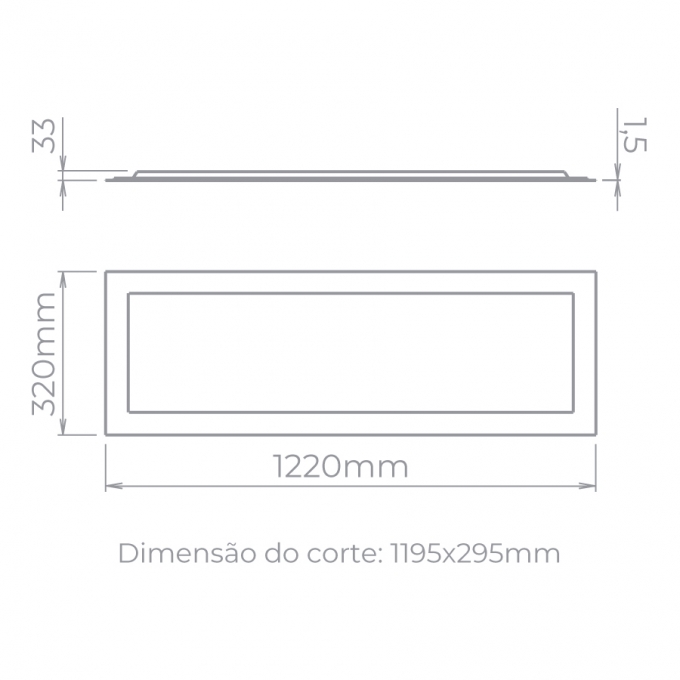 Painel Embutido Stella EVO Blacklight IRC90 40 Watts 4000K Branco 1220x320mm STH20959/40