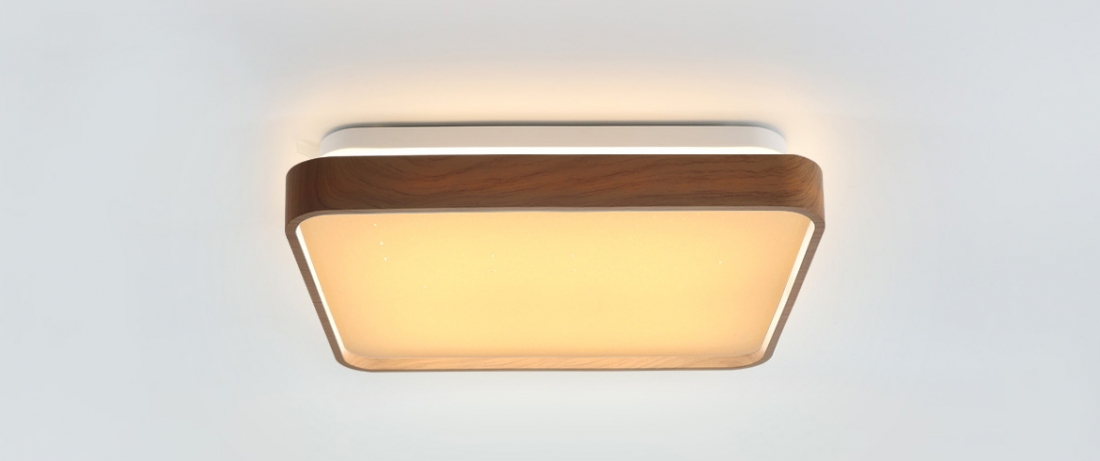 Plafon Opus LED Timber Amadeirado 24 watts 3000K Bivolt Difusor Leitoso 400x400mm OPS 39596