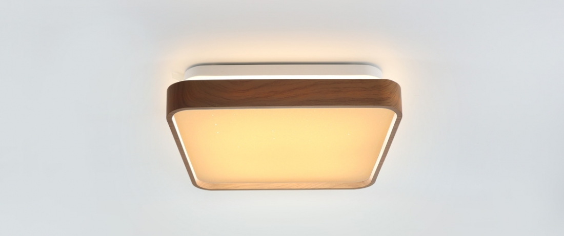 Plafon Opus LED Timber Amadeirado 12 watts 3000K Bivolt Difusor Leitoso 280x280mm OPS 39589