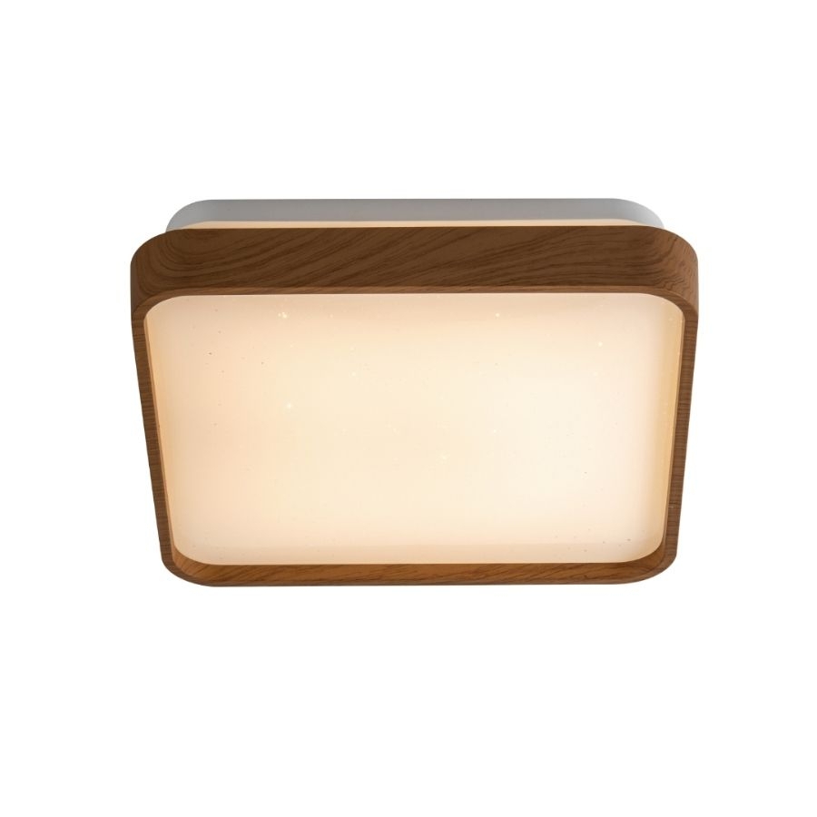 Plafon Opus LED Timber Amadeirado 24 watts 3000K Bivolt Difusor Leitoso 400x400mm OPS 39596
