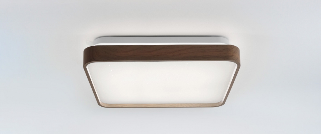 Plafon Opus LED Timber Amadeirado 24 watts 3000K Bivolt Difusor Leitoso 400x400mm OPS 39596