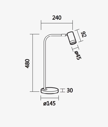 Luminária de Mesa Spotline Foco 1L GU10 480mm 860/1 