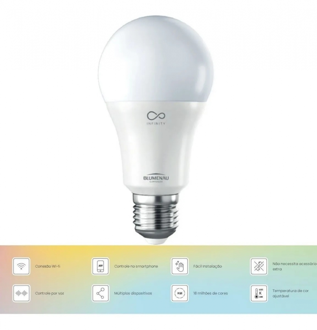Bulbo LED Smart Light Infinity 9 watts RGB Wifi Alexa Google Blumenau 60029004