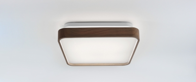 Plafon Opus LED Timber Amadeirado 12 watts 3000K Bivolt Difusor Leitoso 280x280mm OPS 39589