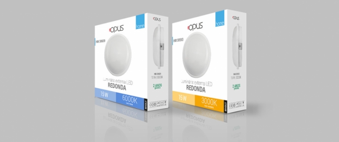 Arandela Opus LED Tartaruga Atalaia 15 Watts IP65 3000K Branco Ø167mm OPS 30692